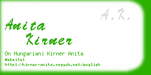 anita kirner business card